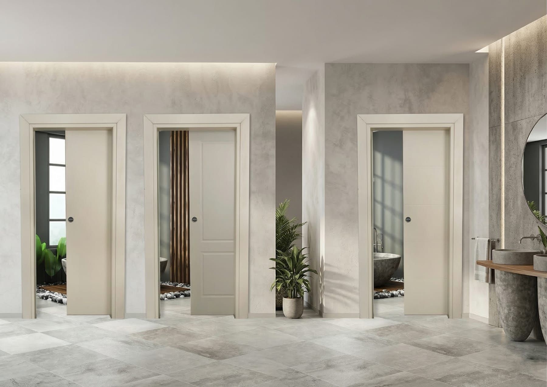 Portes à galandage crème (image d’illustration)